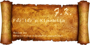 Fülöp Klaudetta névjegykártya